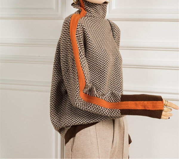 ELEANOR | COL ROULÉ LUXE À MOTIF CHEVRON