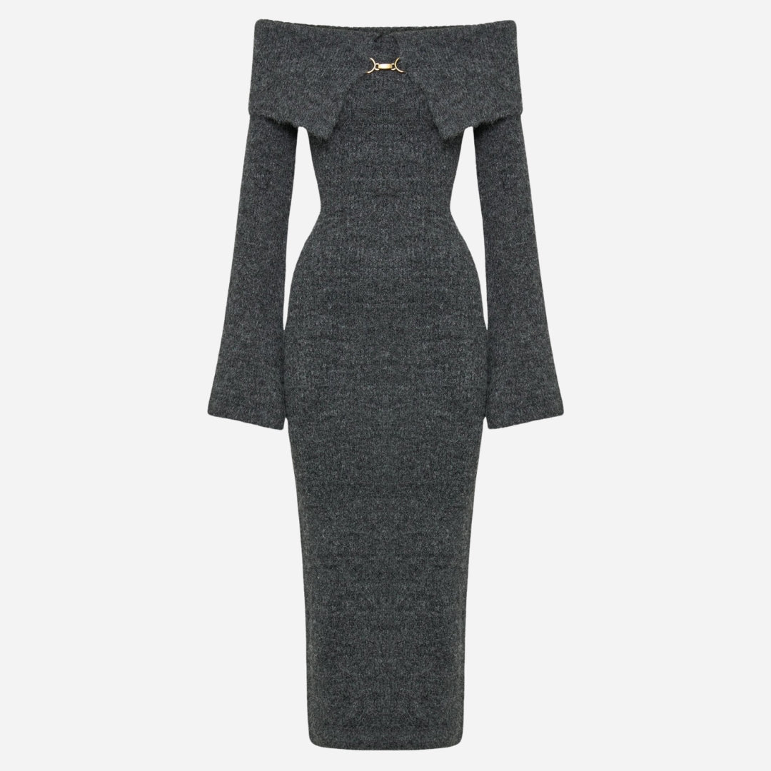 BARBARA | ROBE EN MAILLE À ÉPAULES DÉNUDÉES BAXTER