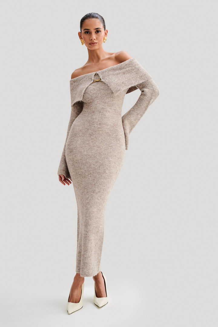 BARBARA | ROBE EN MAILLE À ÉPAULES DÉNUDÉES BAXTER