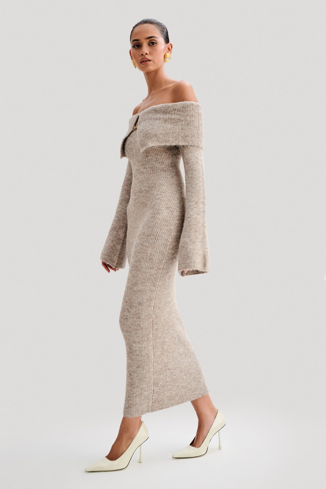 BARBARA | ROBE EN MAILLE À ÉPAULES DÉNUDÉES BAXTER