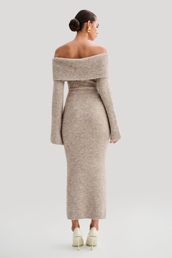 BARBARA | ROBE EN MAILLE À ÉPAULES DÉNUDÉES BAXTER