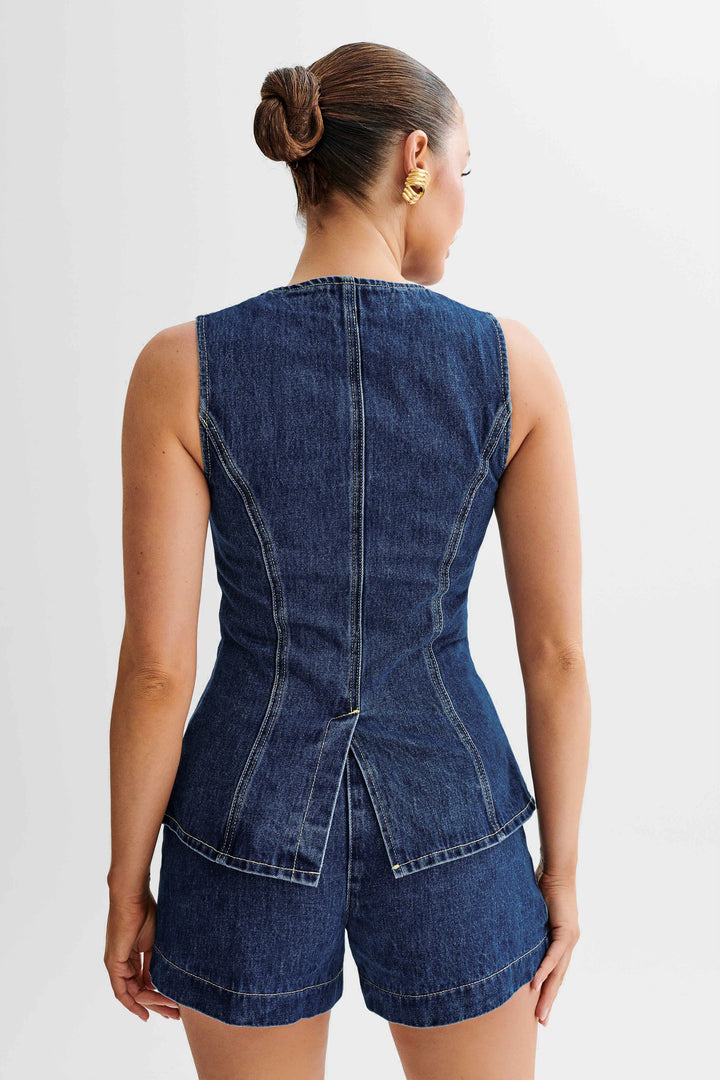 SARA | ENSEMBLE EN DENIM TENDANCE À BOUTONS