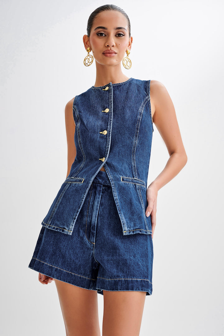 SARA | ENSEMBLE EN DENIM TENDANCE À BOUTONS
