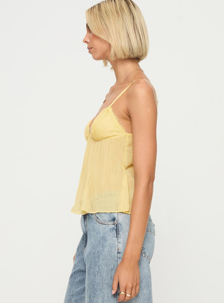NOA | TOP EN DENTELLE JAUNE