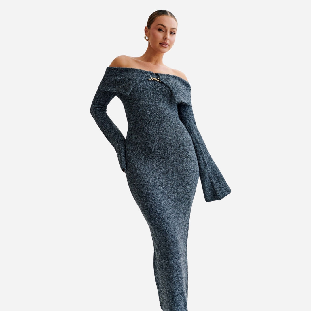 BARBARA | ROBE EN MAILLE À ÉPAULES DÉNUDÉES BAXTER