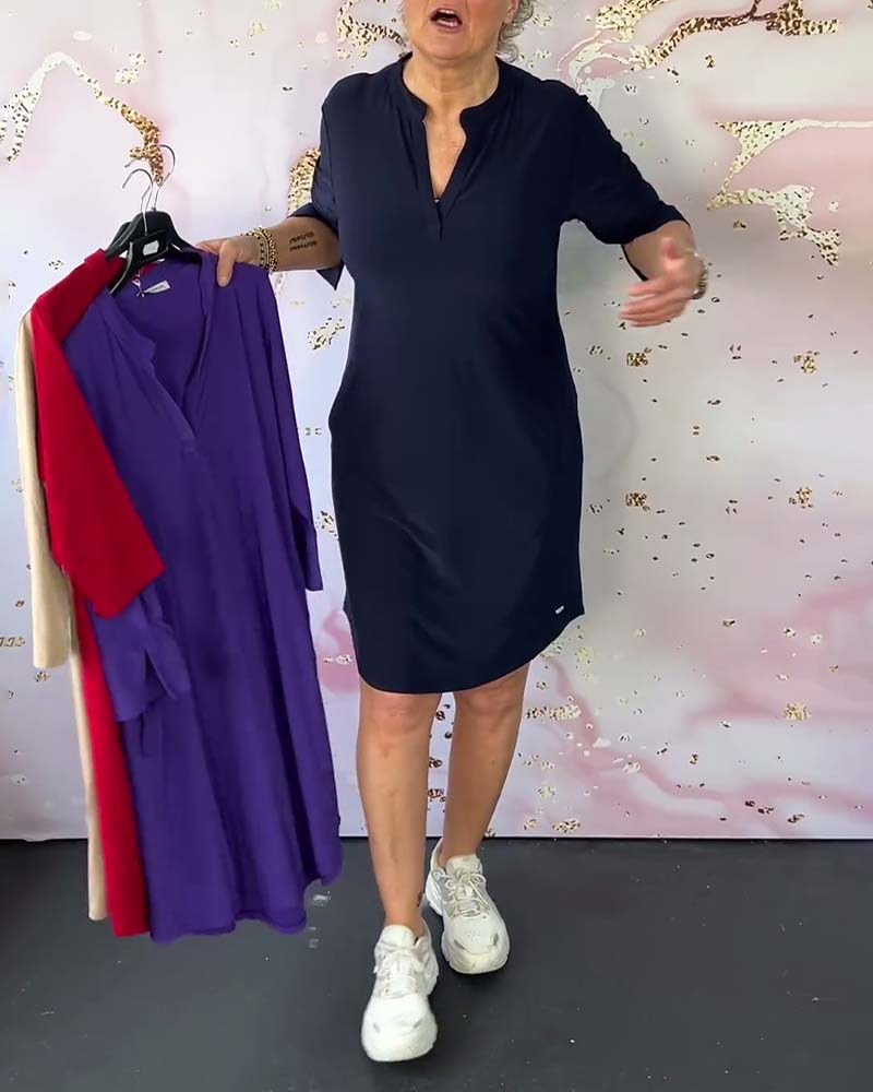 ELLE | ROBE UNIE AVEC COL EN V