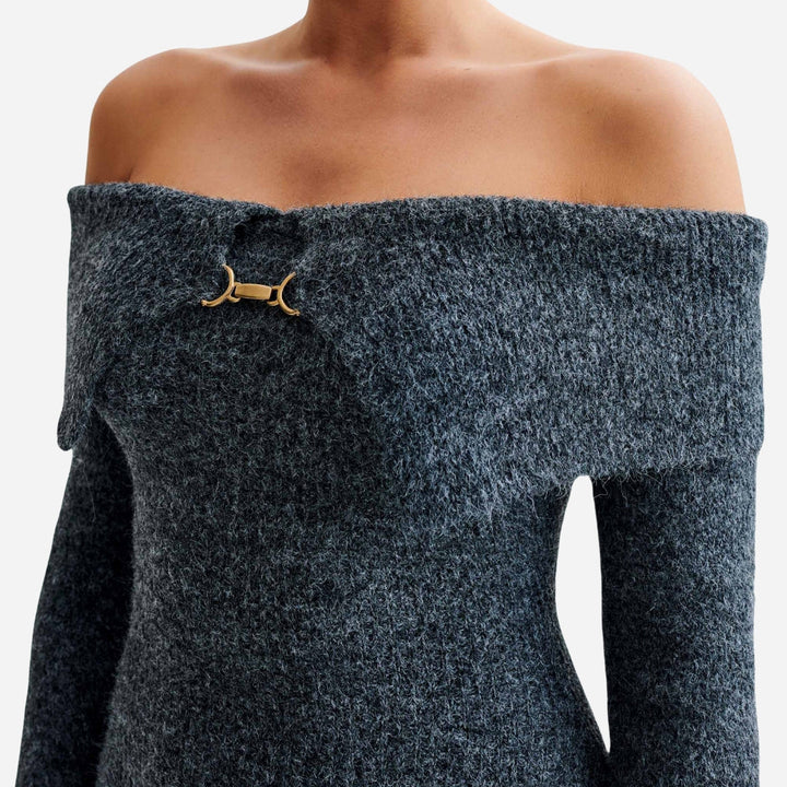 BARBARA | ROBE EN MAILLE À ÉPAULES DÉNUDÉES BAXTER