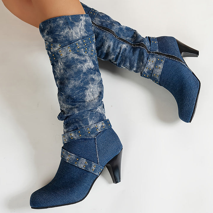 ANGÉLIQUE | ÉLÉGANCE EN DENIM BOTTES MONTANTES