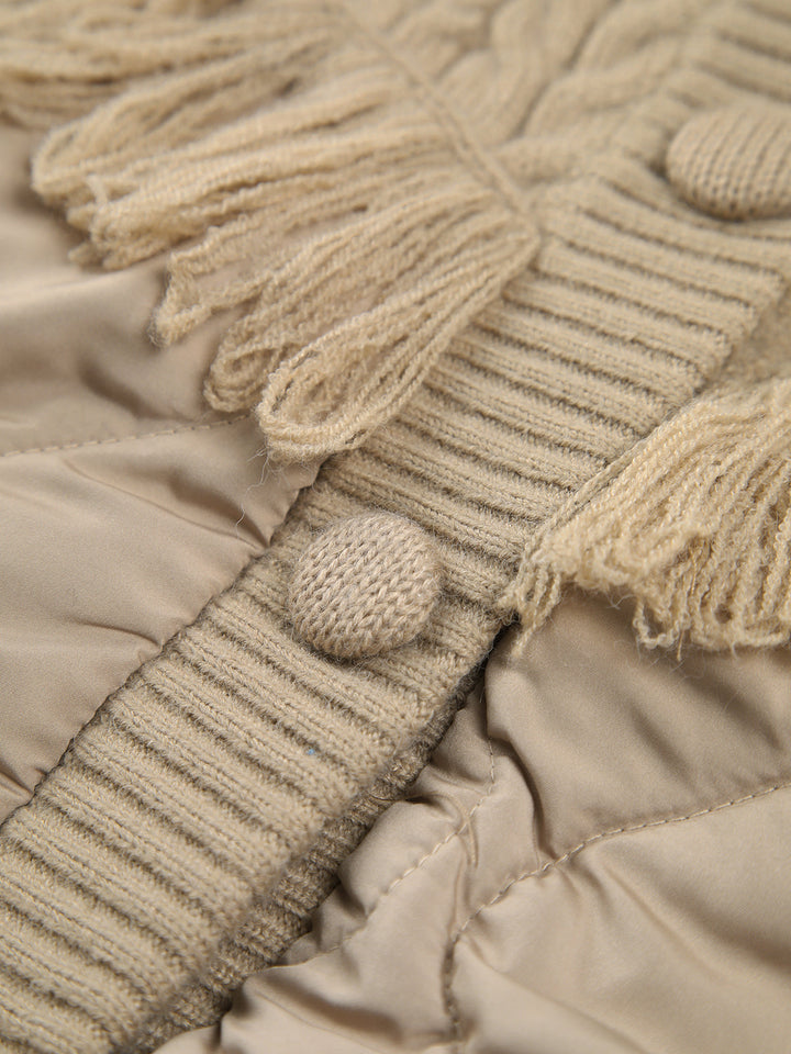 SOPHIE | VESTE MATELASSÉE EN TRICOT TORSADÉ PATCHWORK