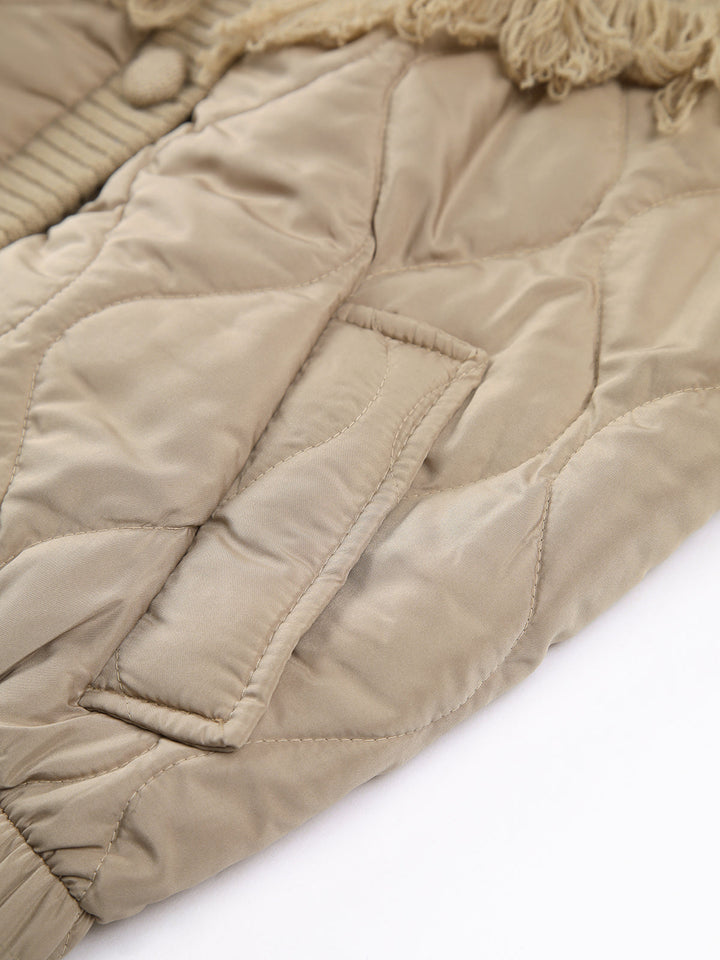 SOPHIE | VESTE MATELASSÉE EN TRICOT TORSADÉ PATCHWORK
