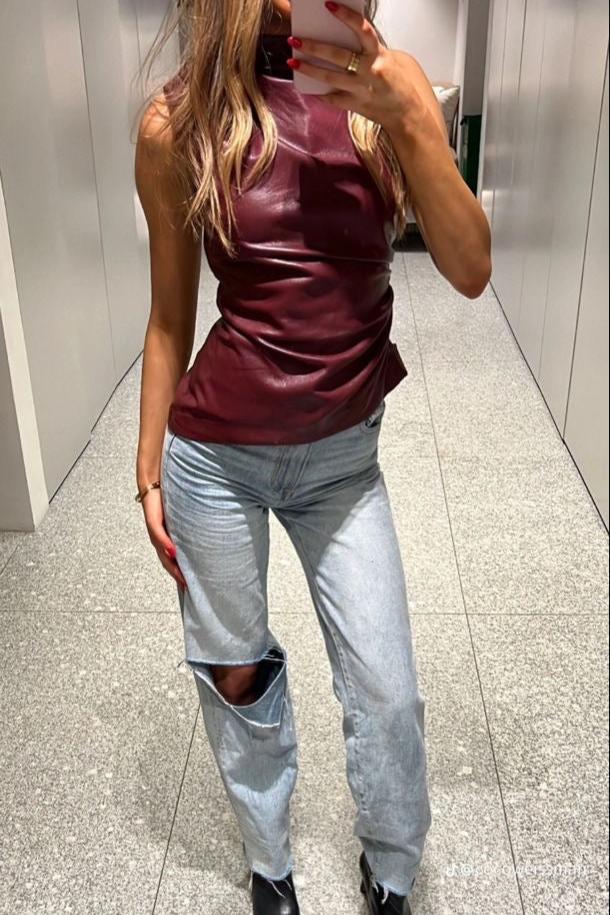BELLA | TOP EN CUIR VEGAN POUR FEMMES