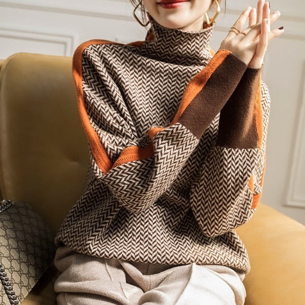 ELEANOR | COL ROULÉ LUXE À MOTIF CHEVRON