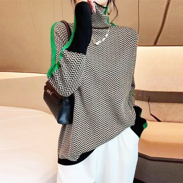 ELEANOR | COL ROULÉ LUXE À MOTIF CHEVRON
