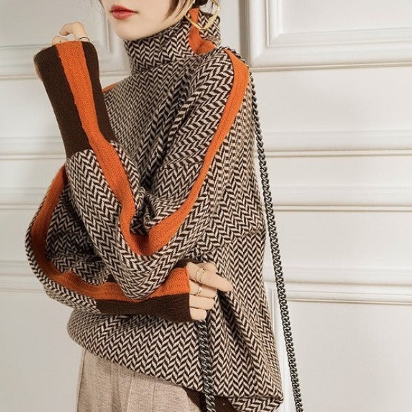 ELEANOR | COL ROULÉ LUXE À MOTIF CHEVRON