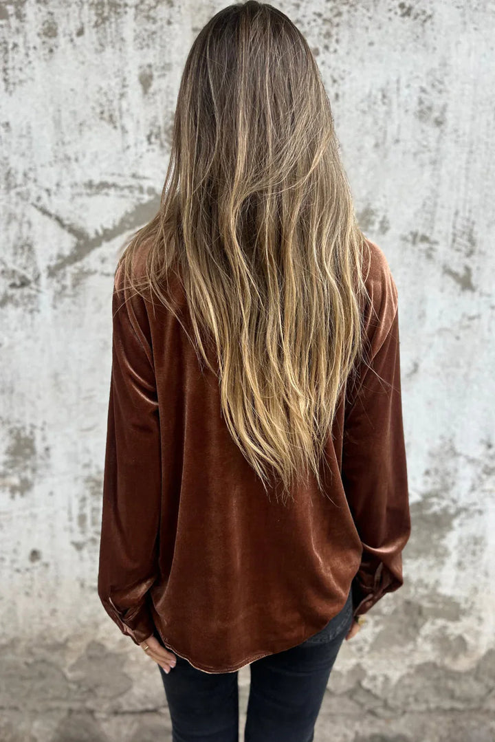 ESTELLE | BLOUSE EN VELOURS BOUTONNÉE
