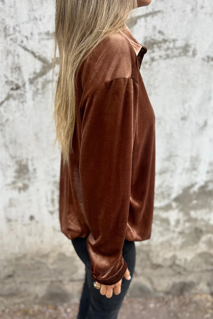 ESTELLE | BLOUSE EN VELOURS BOUTONNÉE