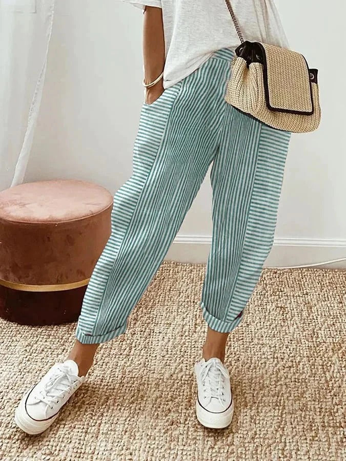 FIONA | PANTALON DAMES EN COTON RAYÉ