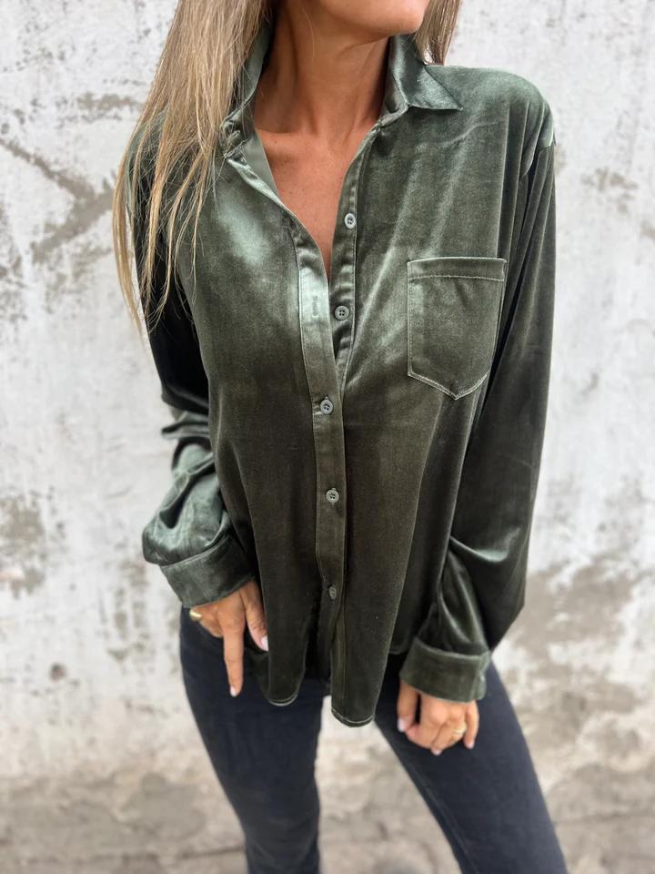 ESTELLE | BLOUSE EN VELOURS BOUTONNÉE