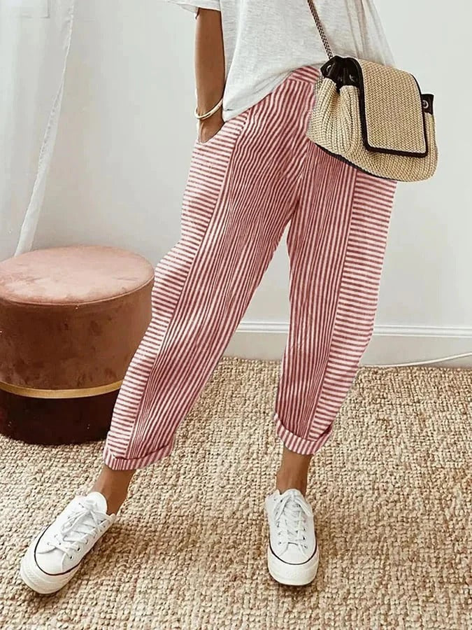 FIONA | PANTALON DAMES EN COTON RAYÉ
